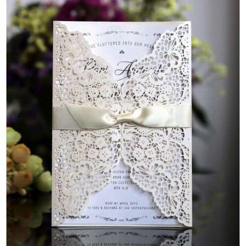 Lace  Wedding Invitation Card Laser-hollowed Design Customization 